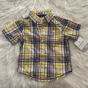 Carter’s plaid yellow button short sleeve shirt size 18months